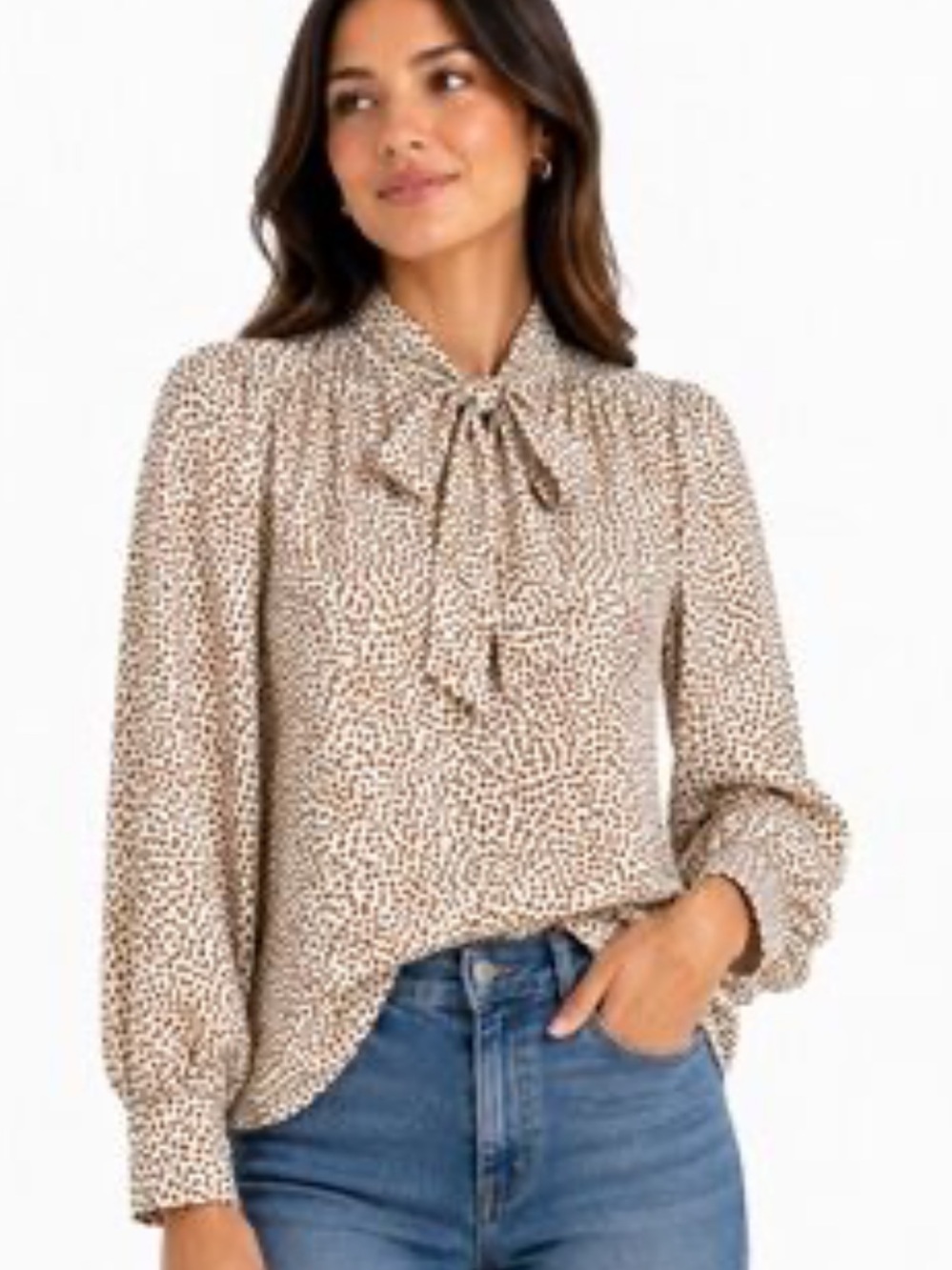J.Crew Animal Print Blouse With Tie Neck Size XS